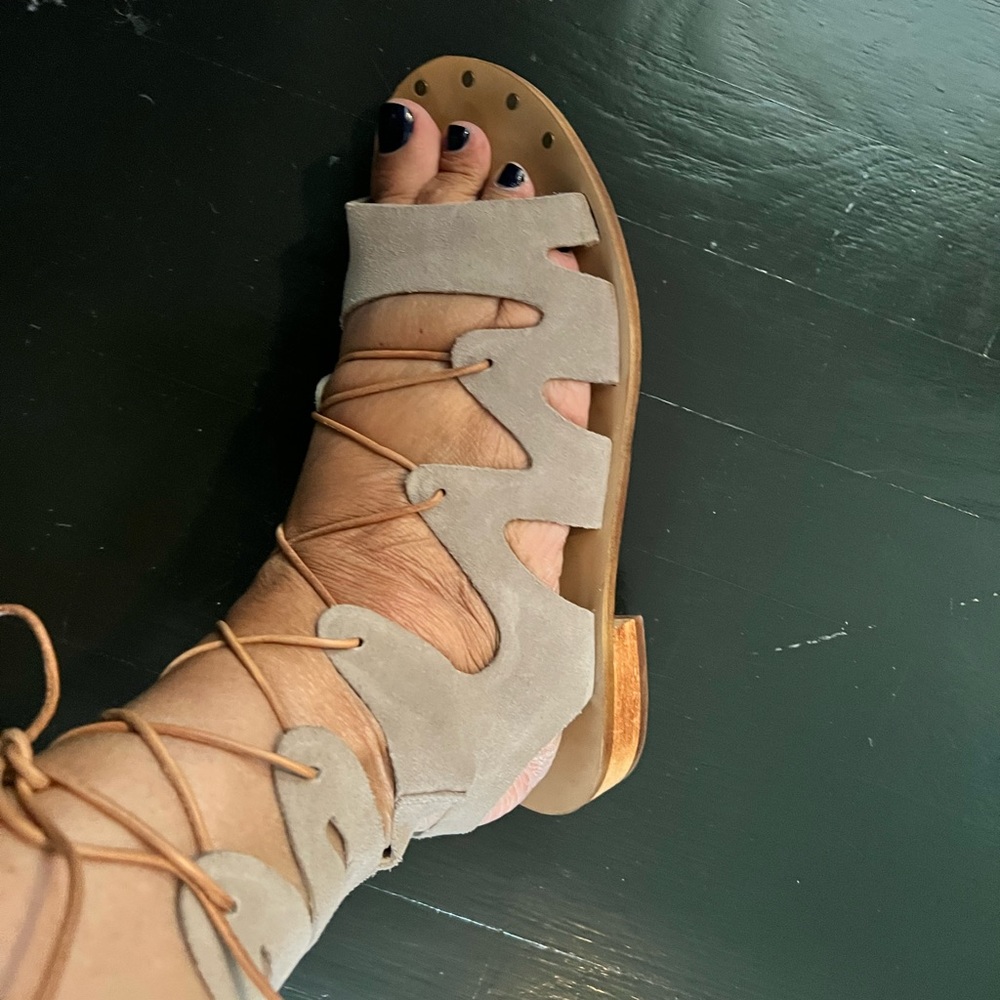 Leather lace up sandals